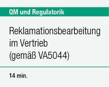 Reklamationsbearbeitung im Vertrieb (gemäß VA5044)